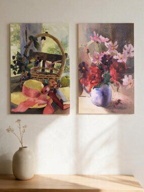 COLLECTIONS -- Floral & Still-Life Canvas Prints, Pink/Blue Wall Art Décor, NEW
